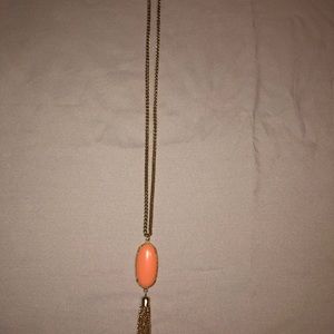 Peach and gold tassel necklace